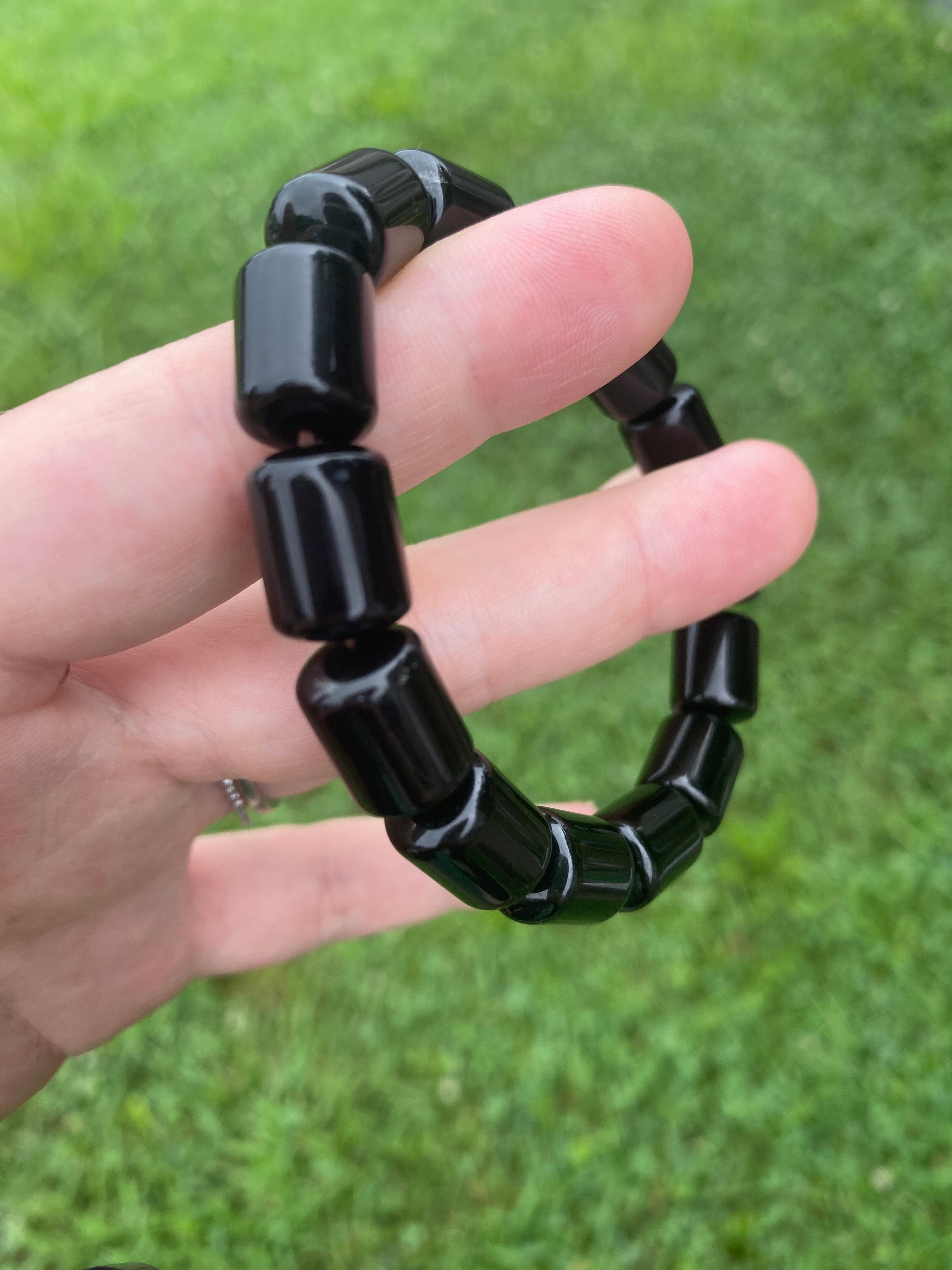Black Obsidian Barrel Bracelet