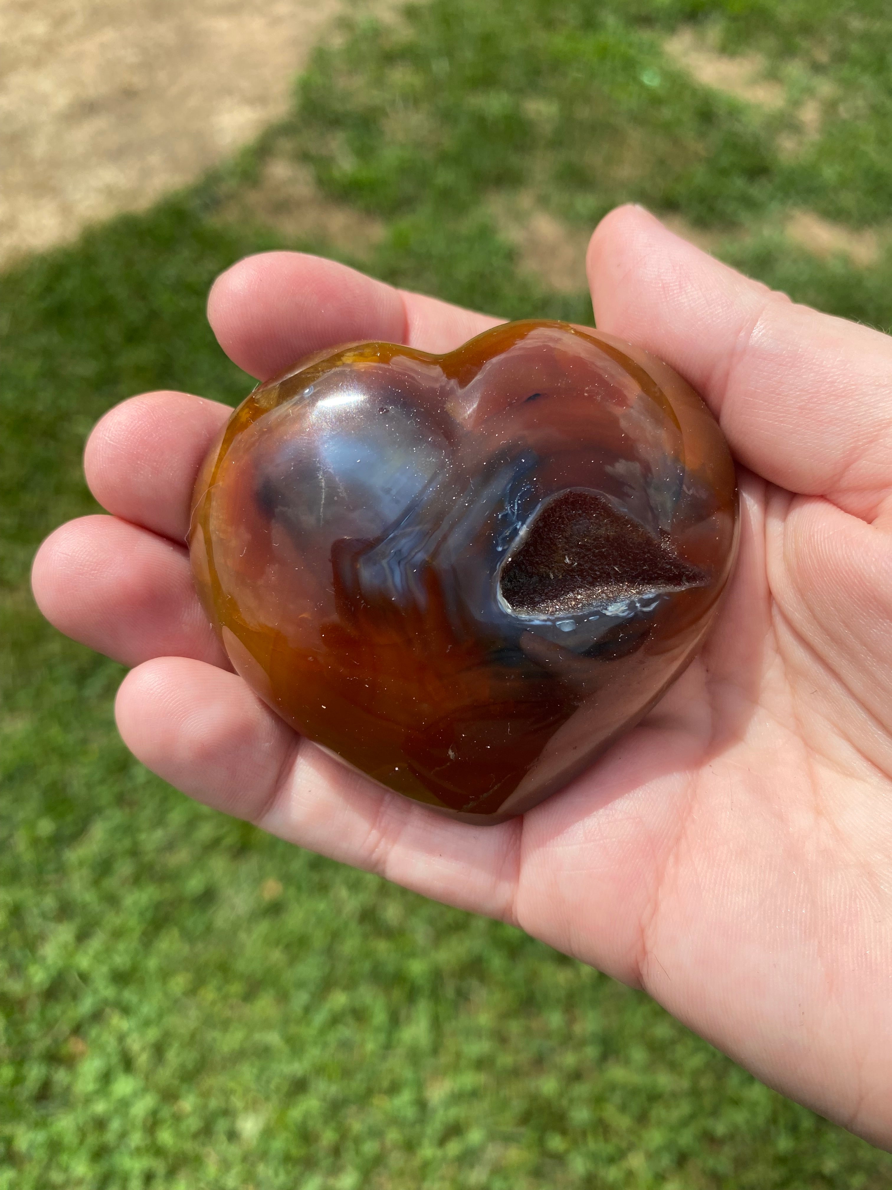 Carnelian X Black Agate Heart