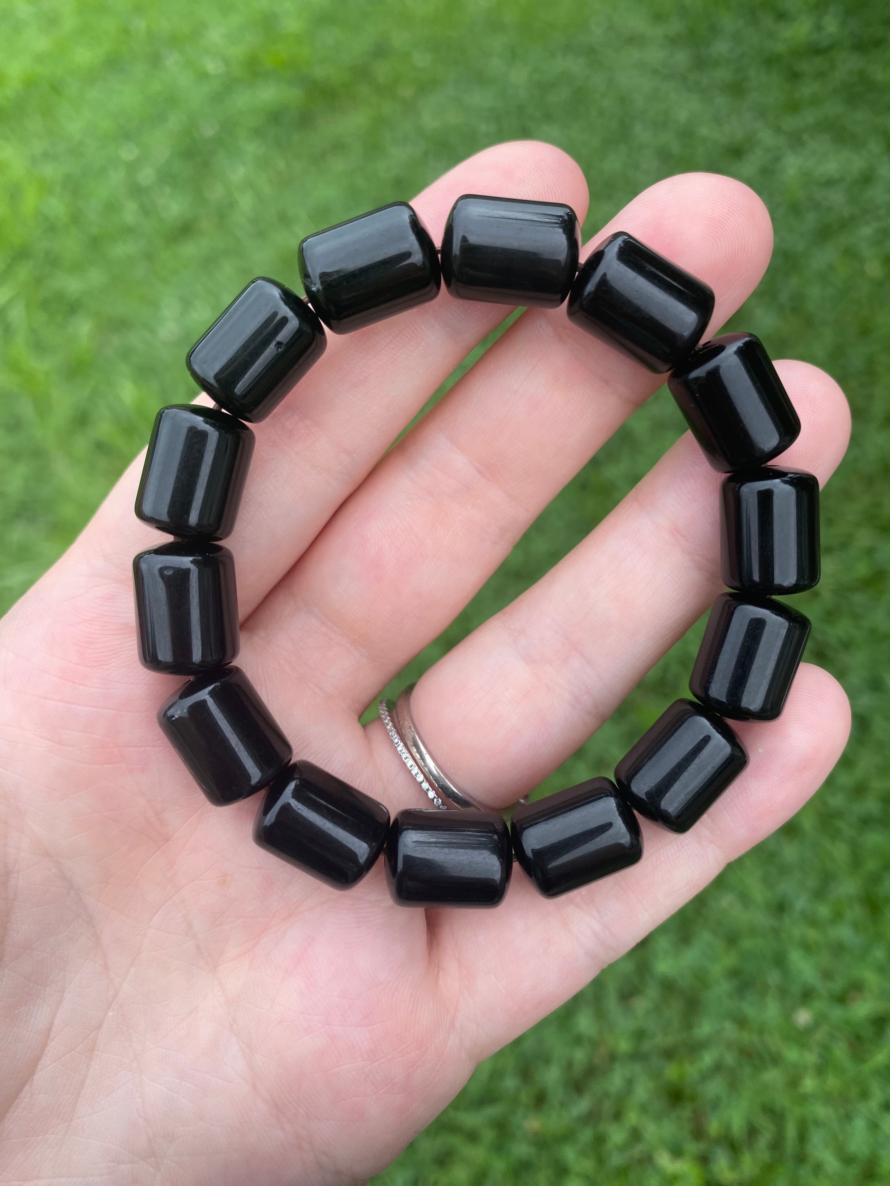Black Obsidian Barrel Bracelet