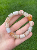 Flower Agate Barrel Bracelet