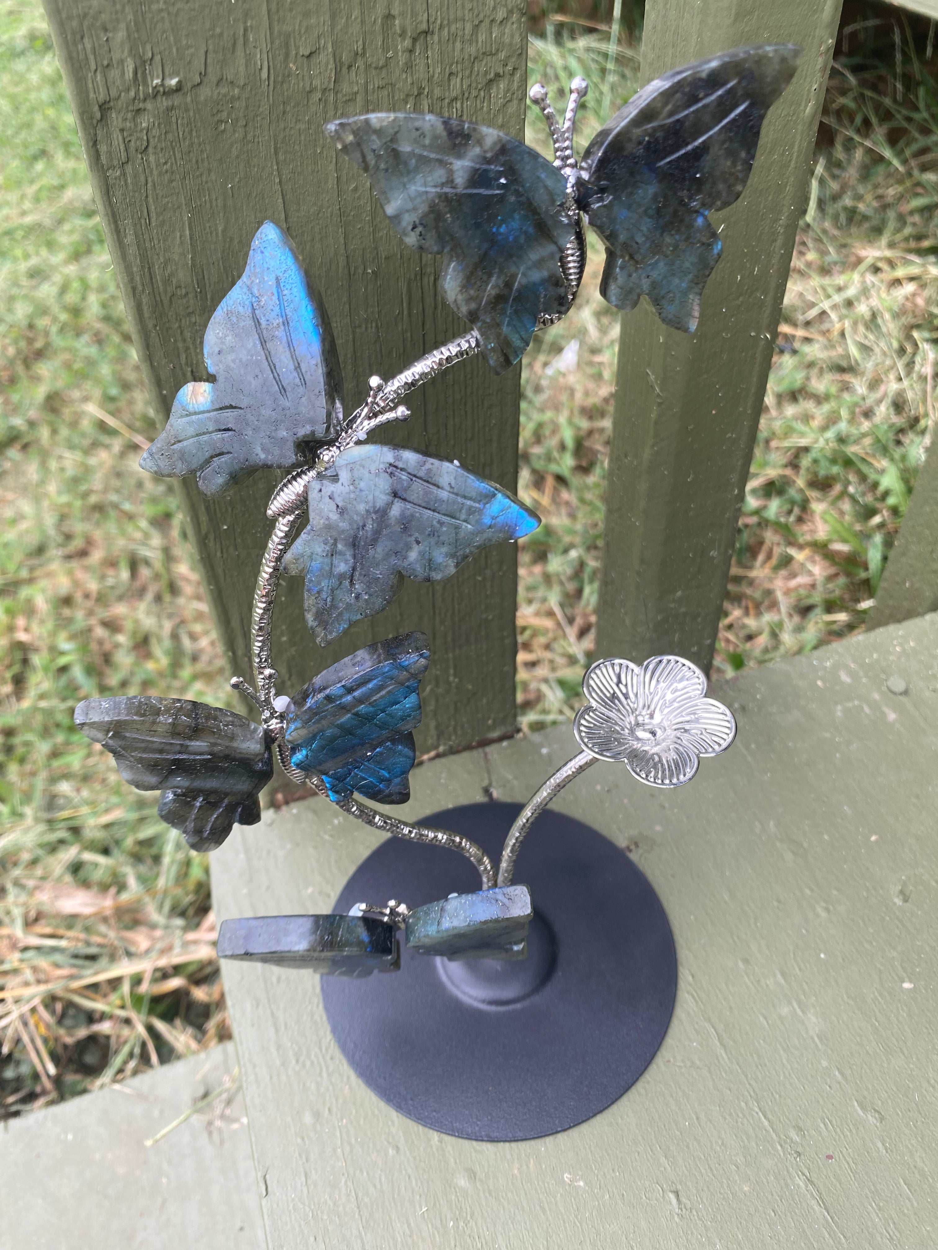 Labradorite Butterfly Sphere Stand