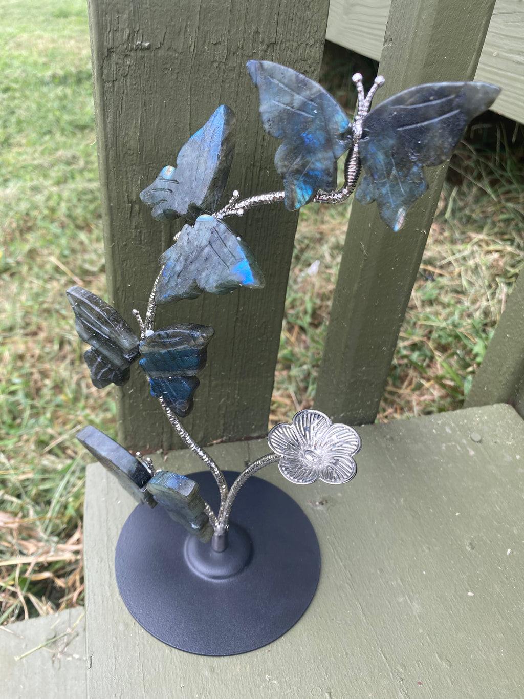 Labradorite Butterfly Sphere Stand