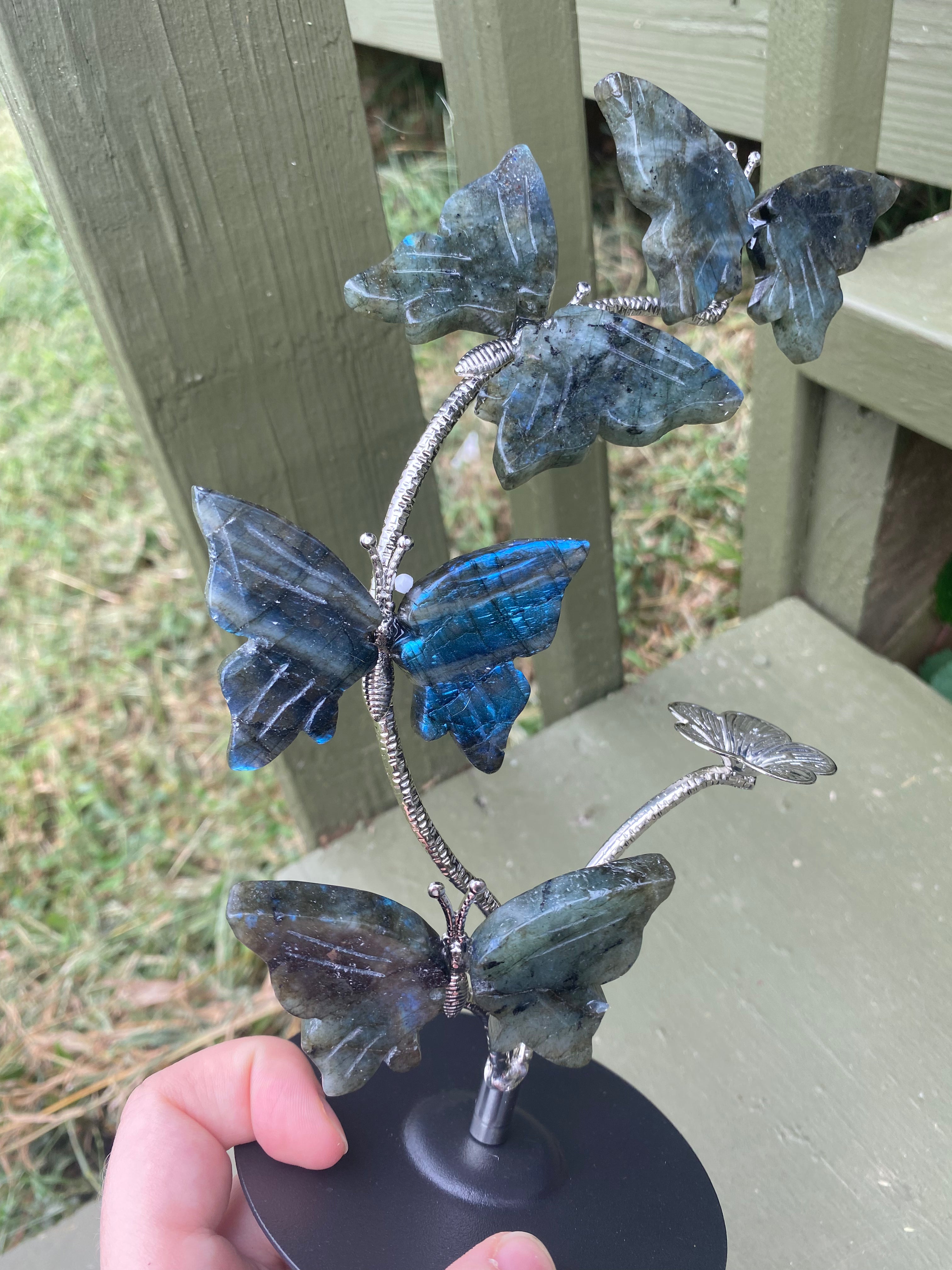 Labradorite Butterfly Sphere Stand