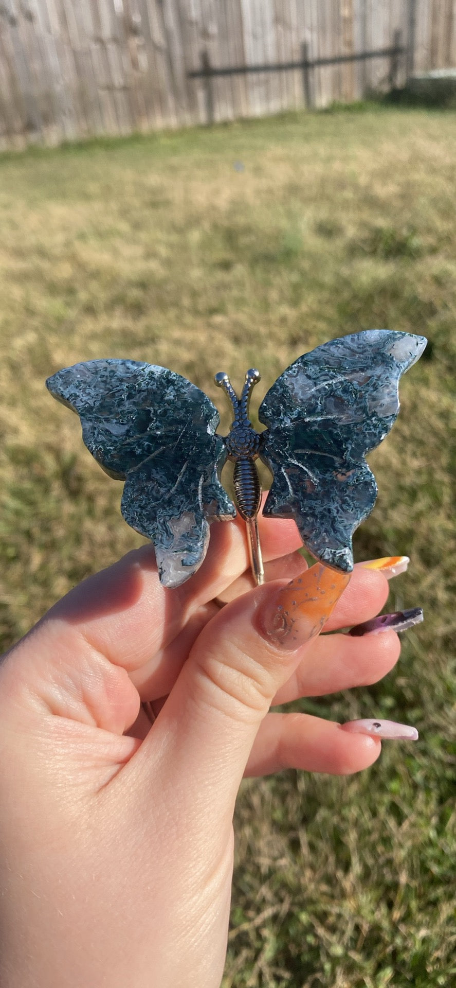 Moss Agate Butterfly