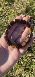 Tri-Color Tiger's Eye Barrel Bracelet