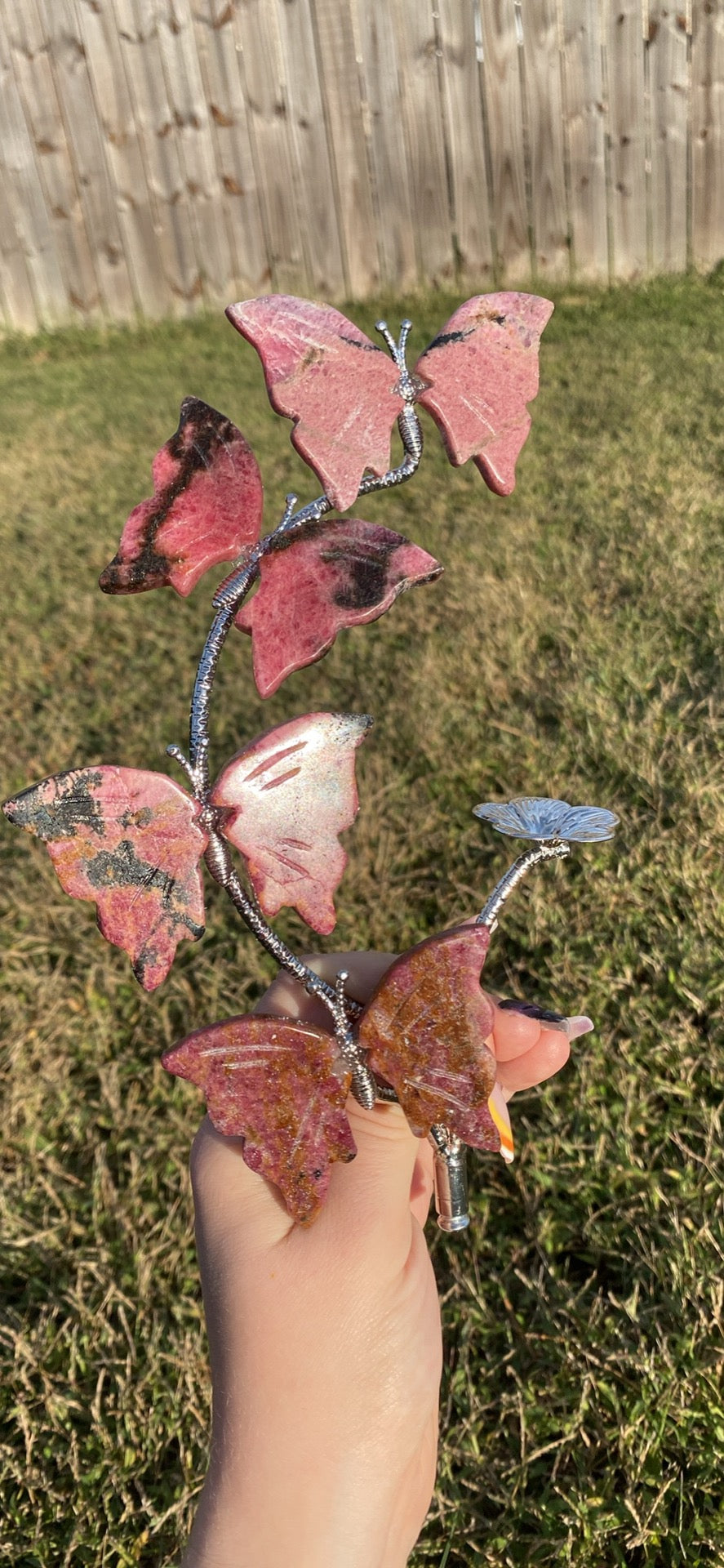Rhodonite Butterfly Sphere Stand
