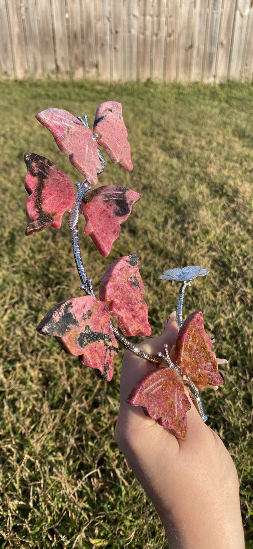 Rhodonite Butterfly Sphere Stand