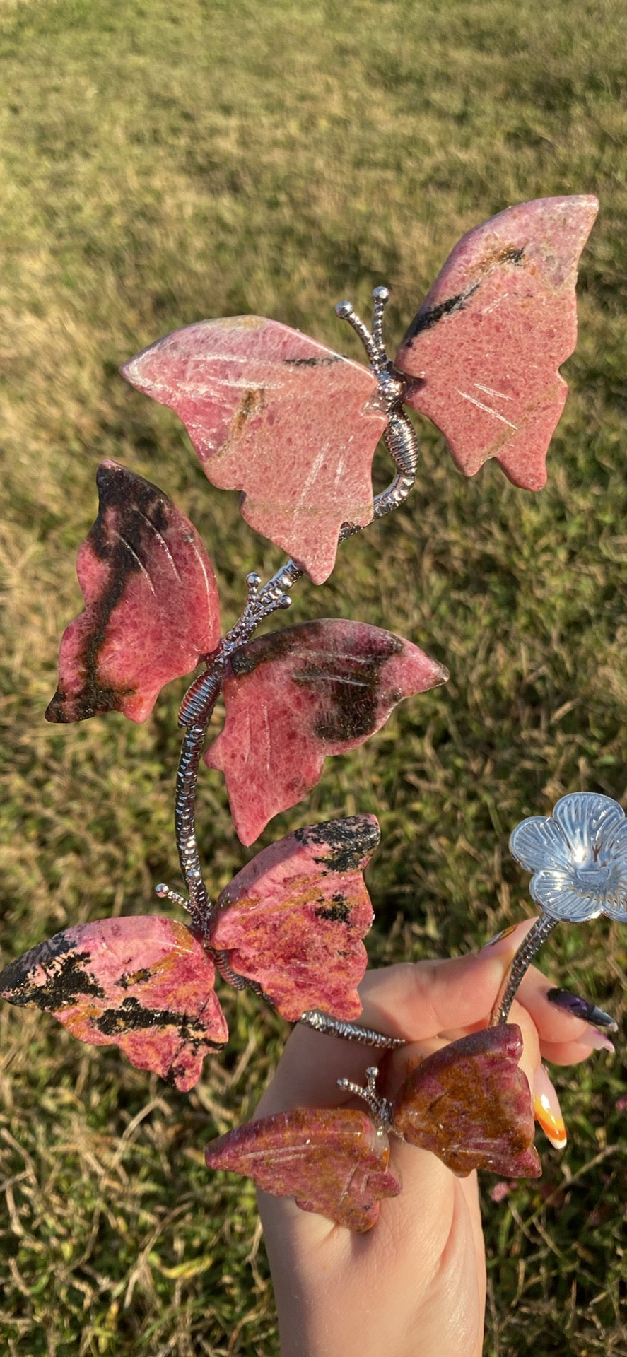 Rhodonite Butterfly Sphere Stand
