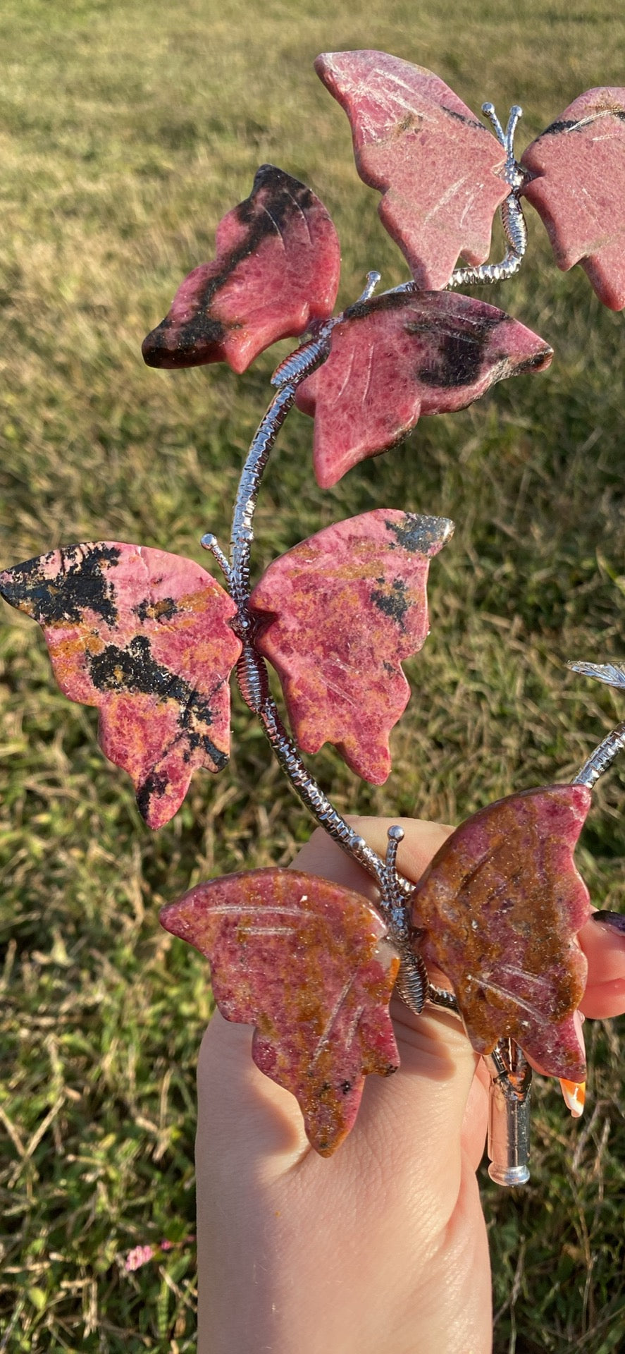 Rhodonite Butterfly Sphere Stand