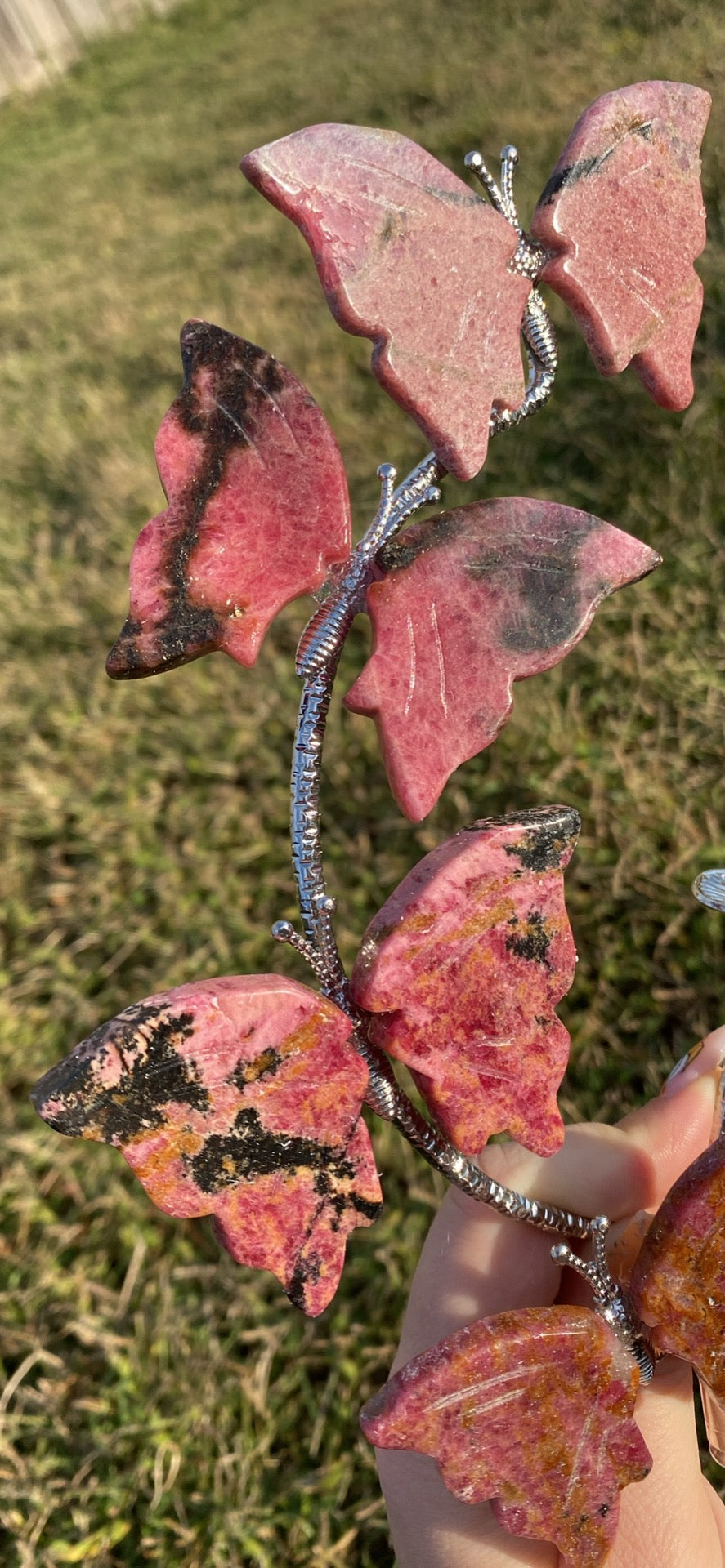 Rhodonite Butterfly Sphere Stand