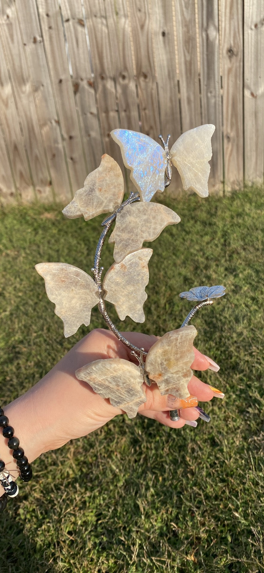 Moonstone Butterfly Sphere Stand