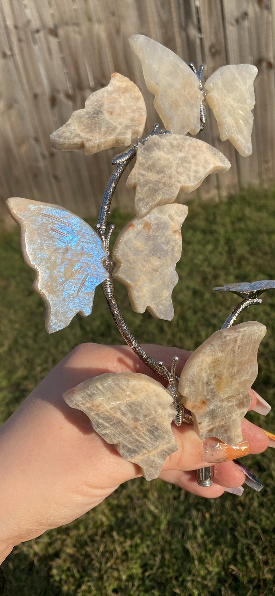 Moonstone Butterfly Sphere Stand