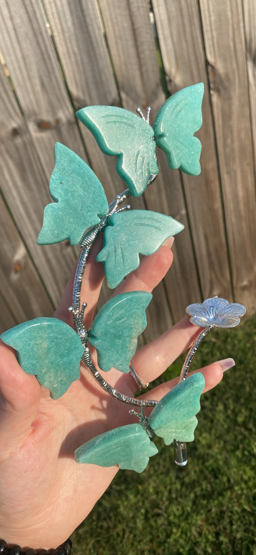 Amazonite Butterfly Sphere Stand