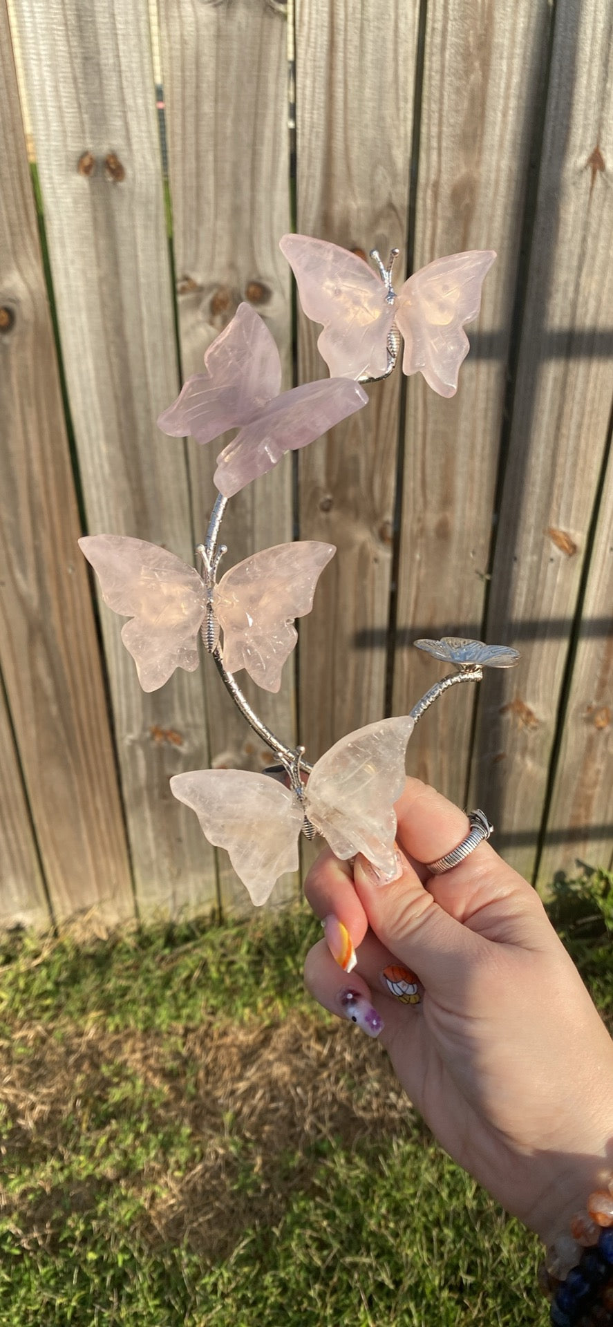 Rose Quartz Butterfly Sphere Stand