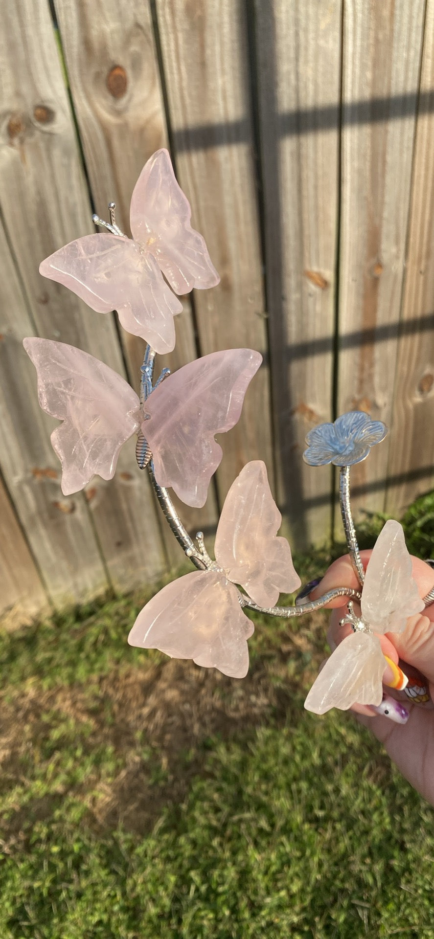 Rose Quartz Butterfly Sphere Stand