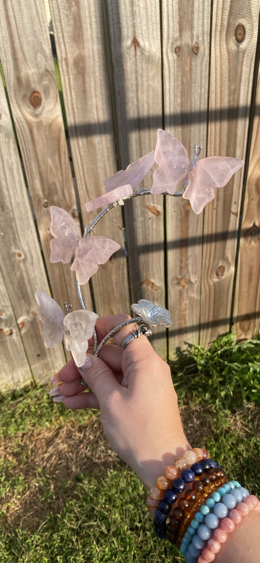 Rose Quartz Butterfly Sphere Stand
